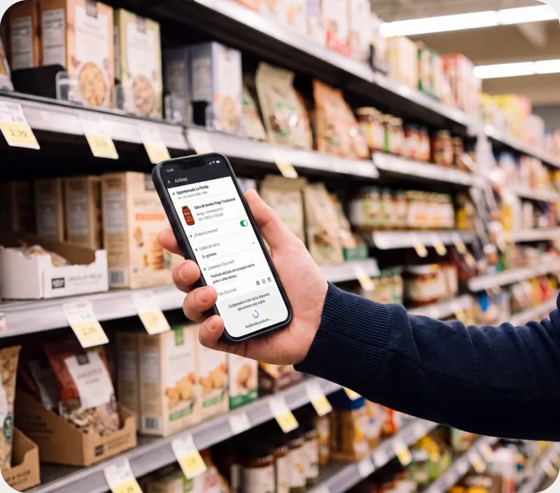 La app procesando la foto del estante en el punto de venta