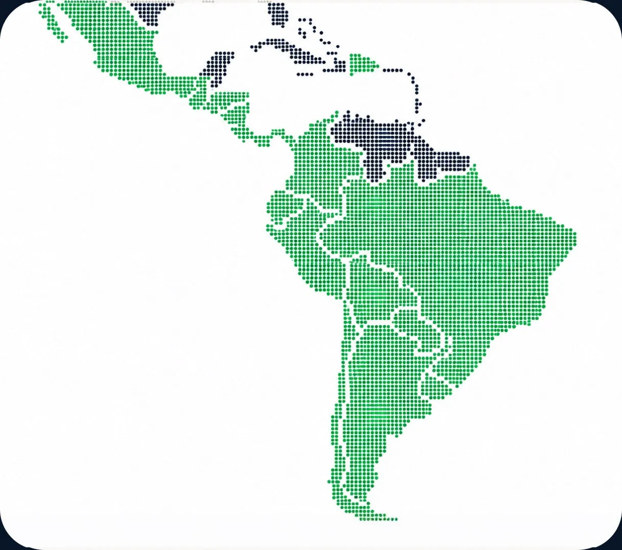 Mapa de América Latina con los países donde opera GU Trade